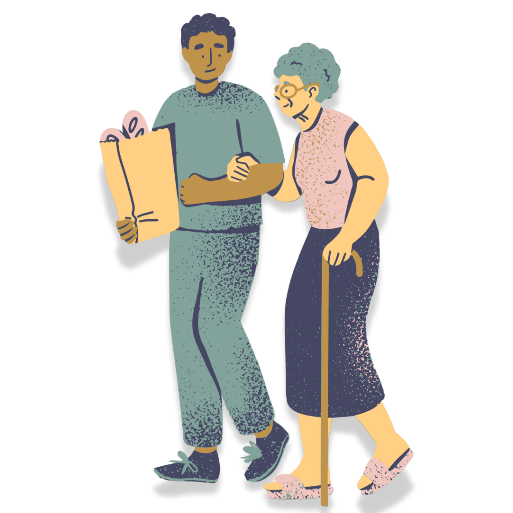 Caregiver walking with senior